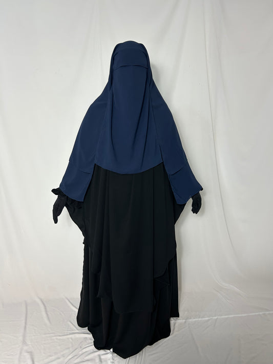 XL Diamond Eye-Flap Triple Layer Niqab - Navy