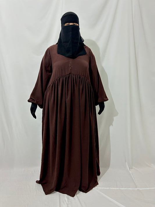 Ballon Sleeve Abaya - Brown