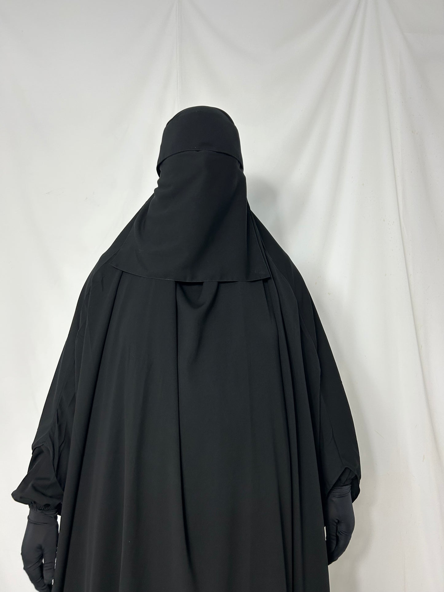 140cm Maxi Khimar With Matching Niqab  - Black