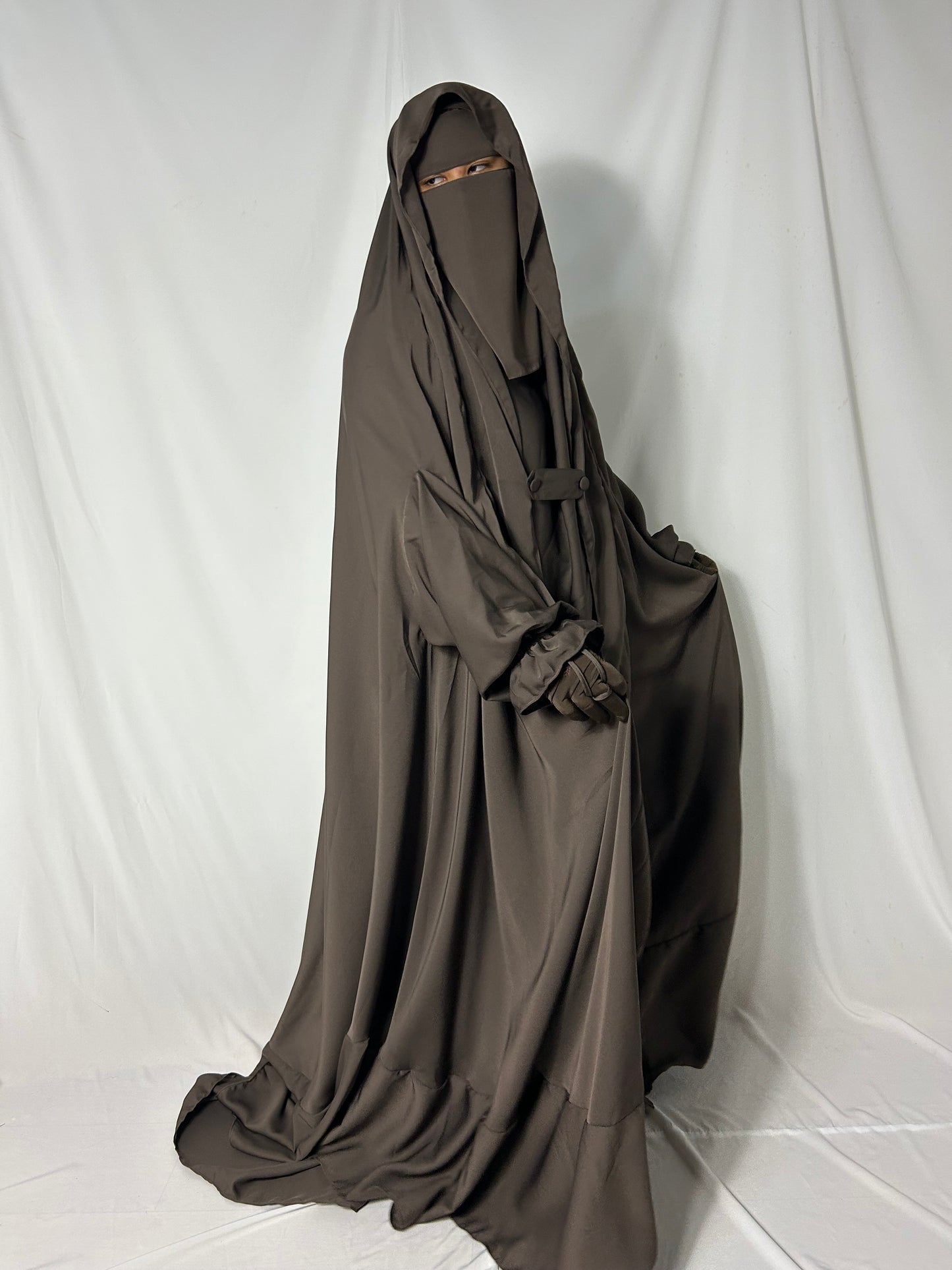 Saudi Flap Jilbab With Matching Niqab - Brown