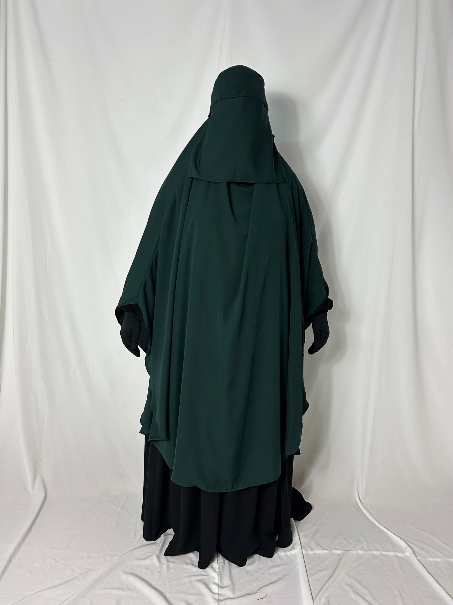 140cm Maxi Khimar With Matching Niqab  - Emerald Green