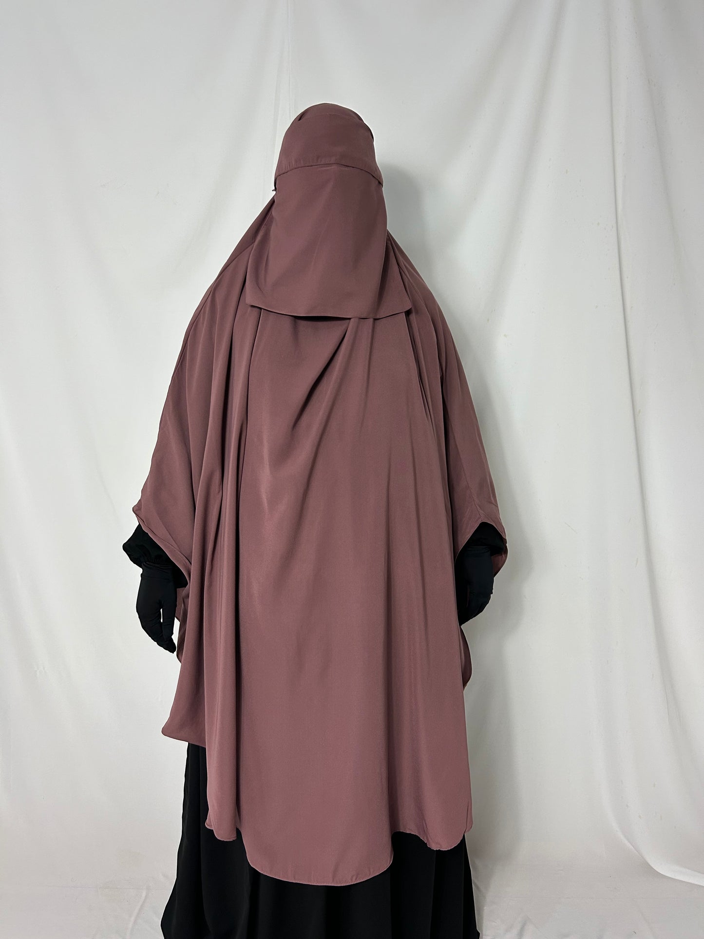 140cm Maxi Khimar With Matching Niqab  - Pink