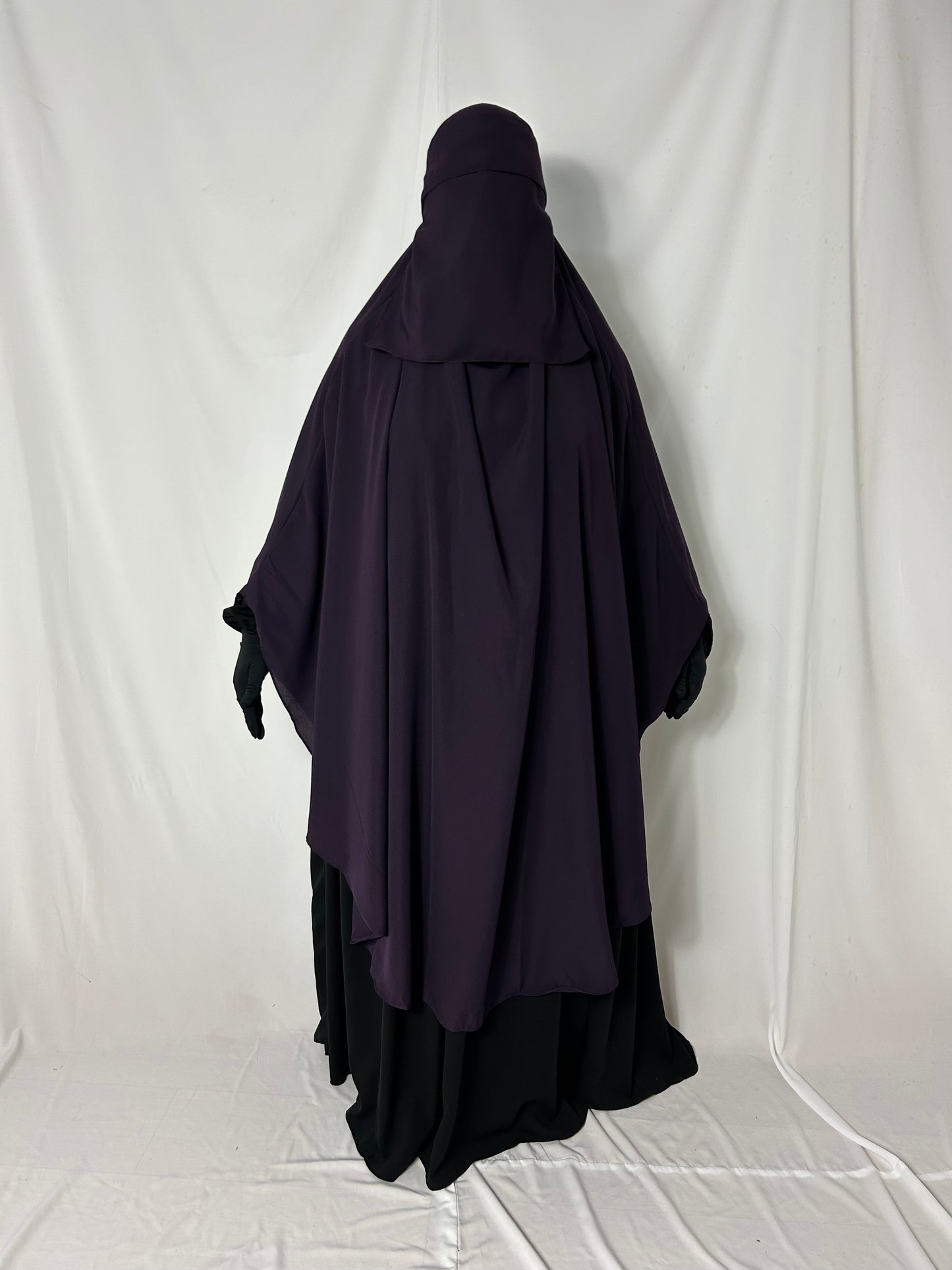 140cm Maxi Khimar With Matching Niqab  - Purple