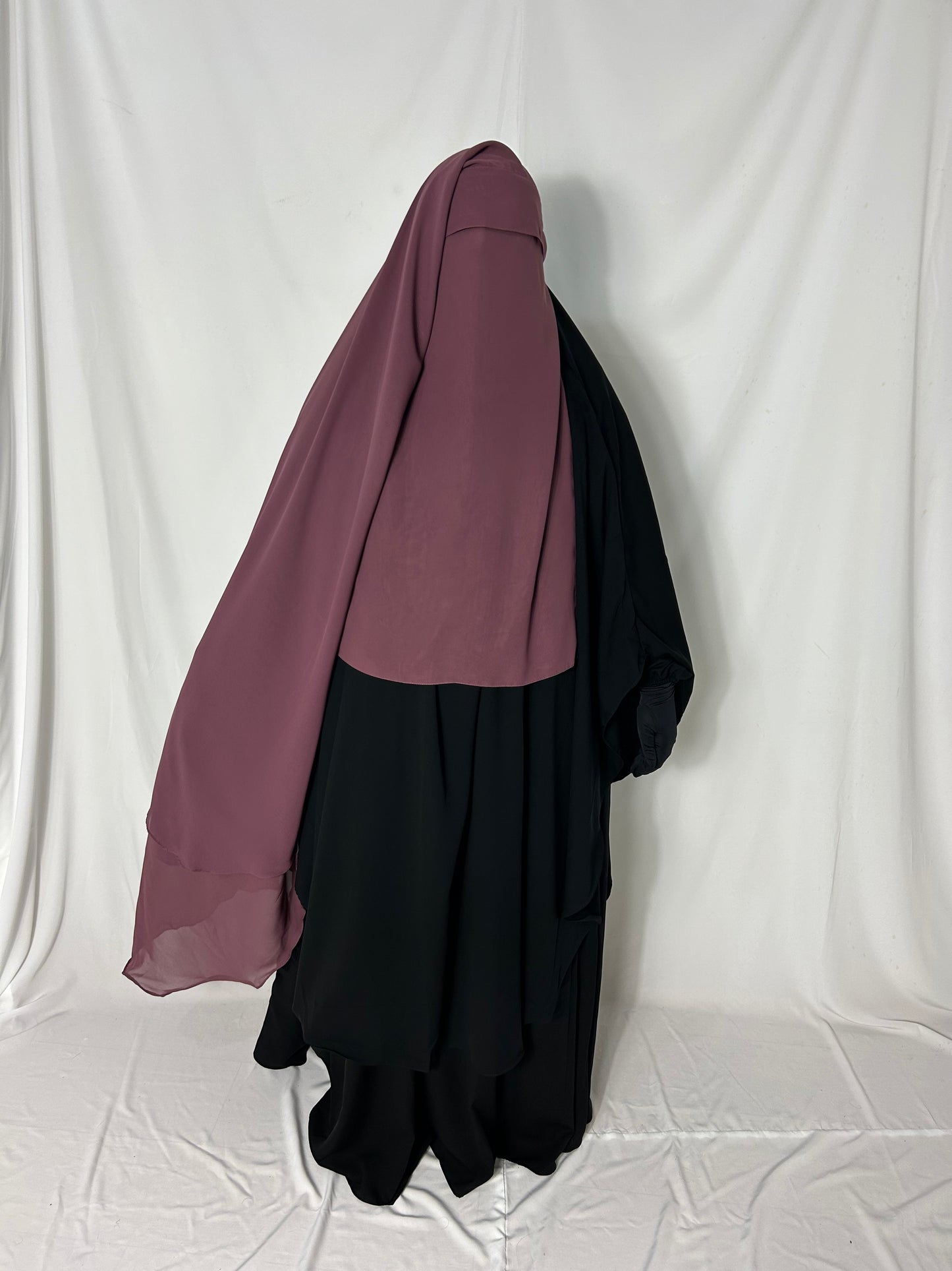 XL Eye-Flap Triple Layer Niqab - Dusty Pink