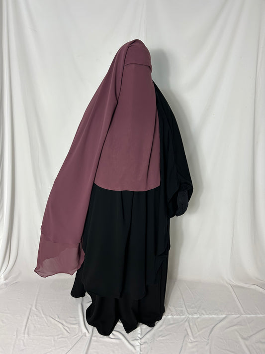 XL Eye-Flap Triple Layer Niqab - Dusty Pink