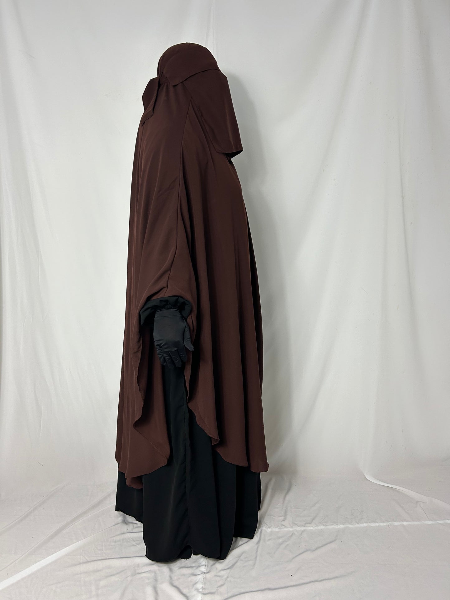140cm Maxi Khimar With Matching Niqab  - Brown