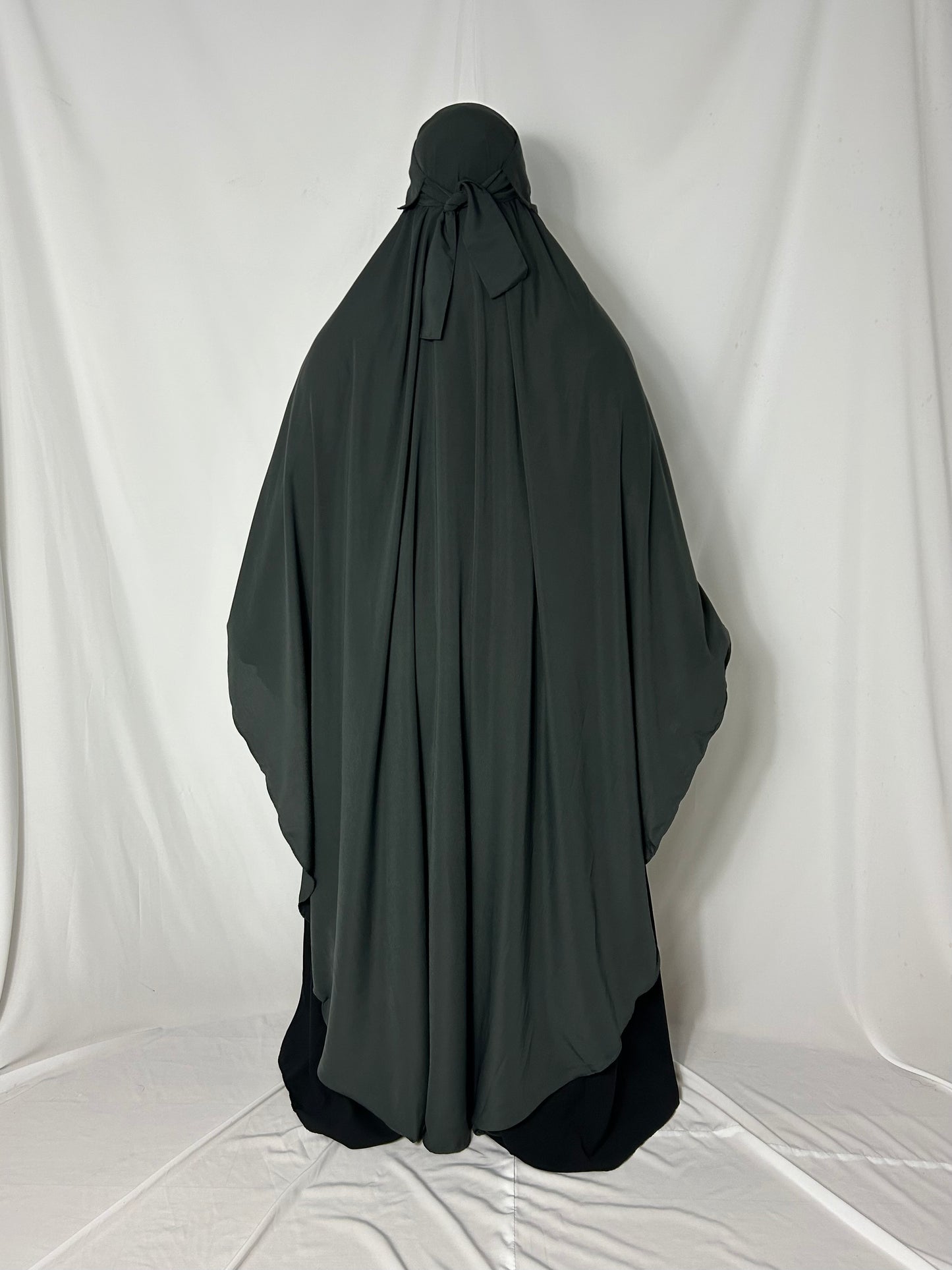 160cm Maxi Khimar With Matching Niqab  - Charcoal Grey