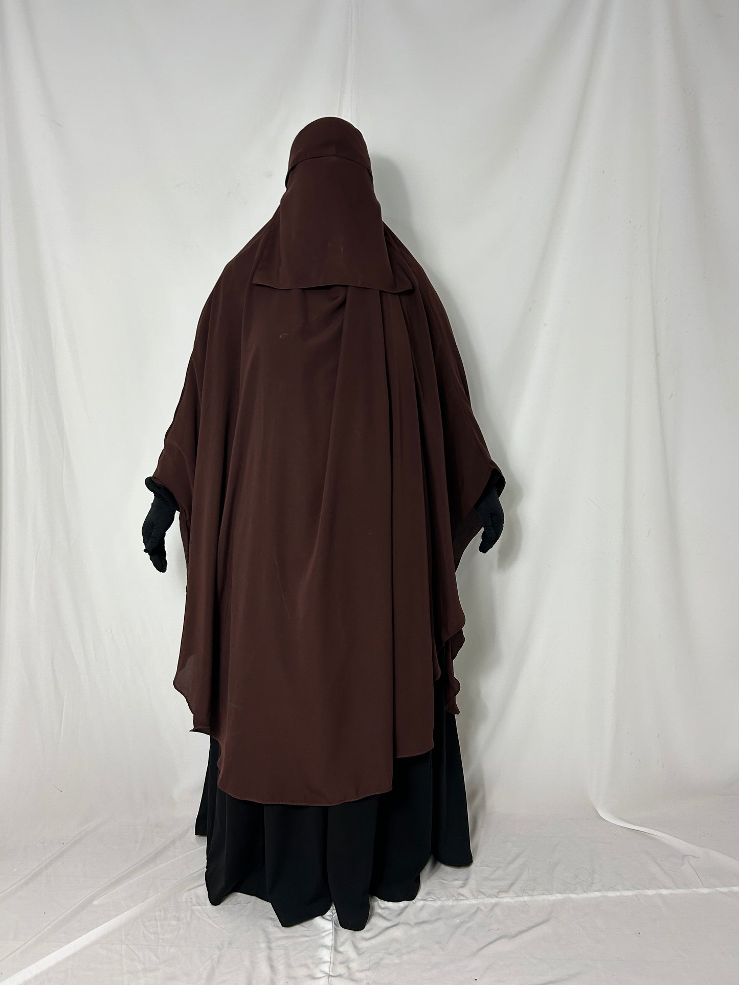 140cm Maxi Khimar With Matching Niqab  - Brown