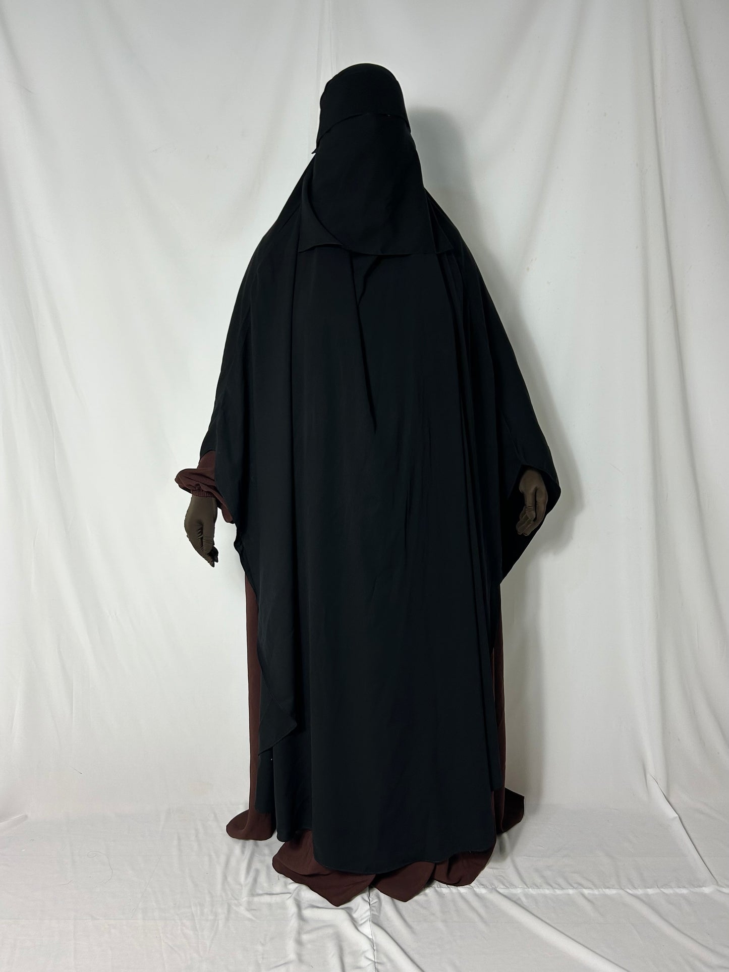 160cm Maxi Khimar With Matching Niqab  - Black