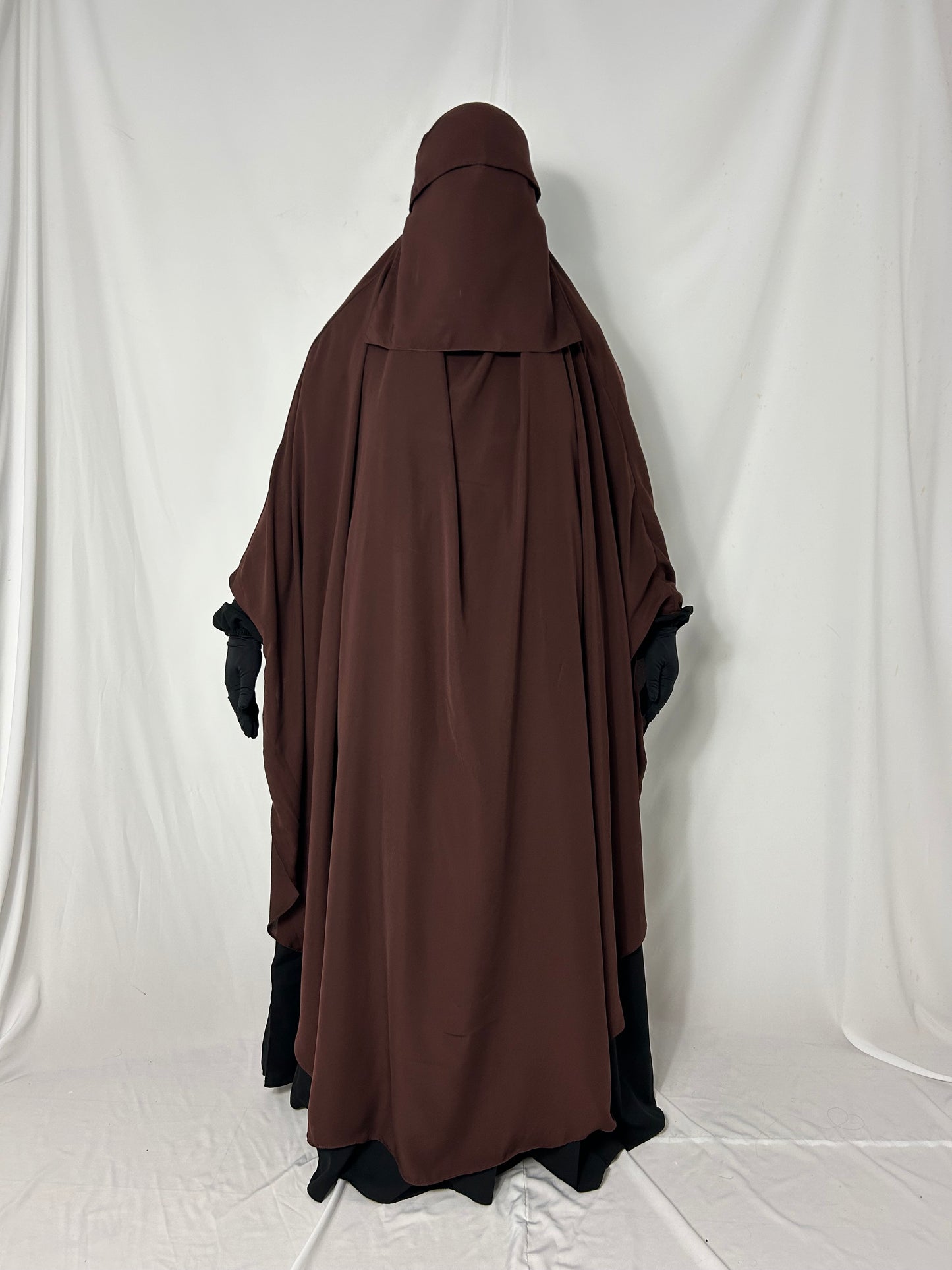 160cm Maxi Khimar With Matching Niqab  - Brown