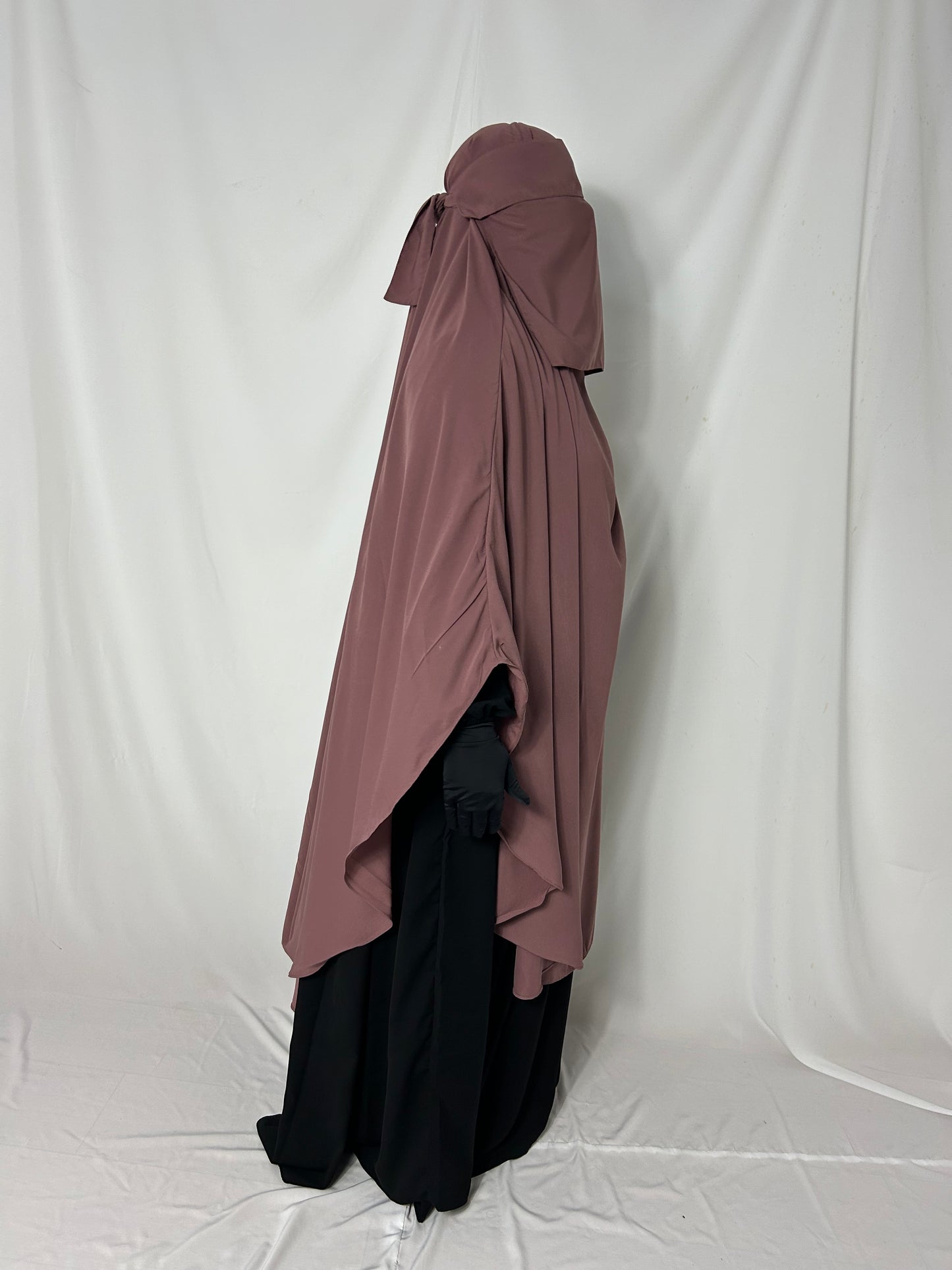 140cm Maxi Khimar With Matching Niqab  - Pink