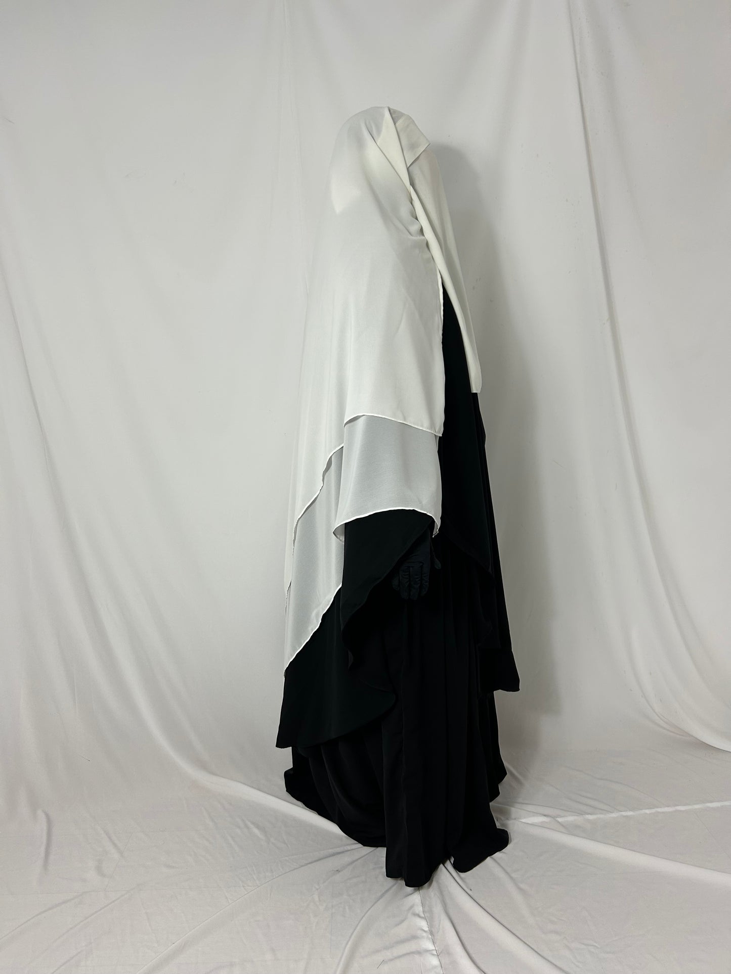 XL Diamond Eye-Flap Triple Layer Niqab - White