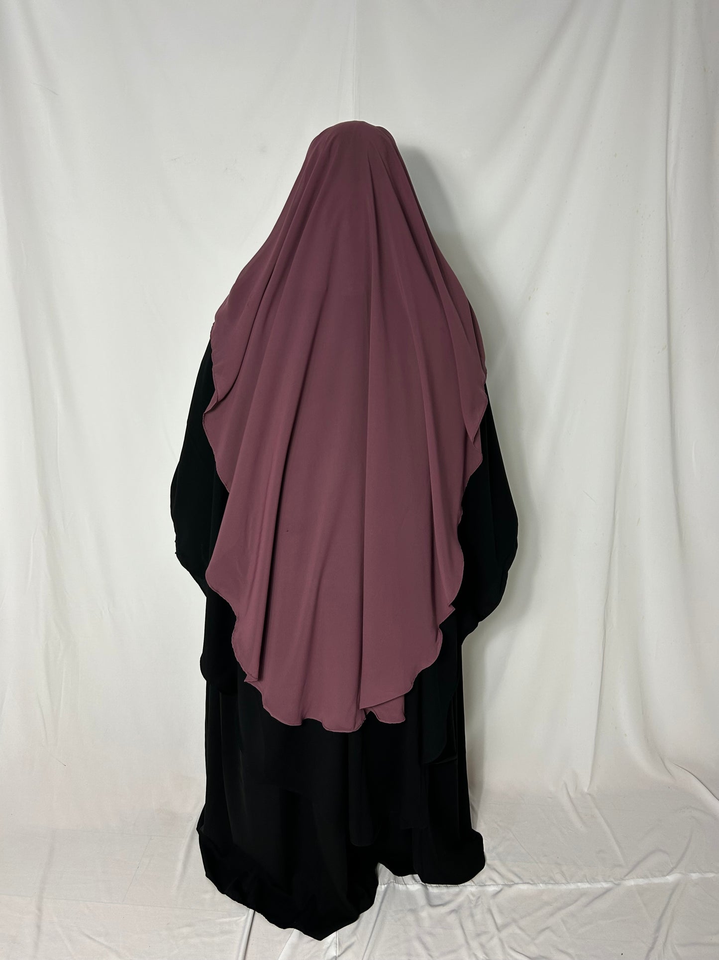 Long Two Layer Niqab With Nose string - Dusty Pink
