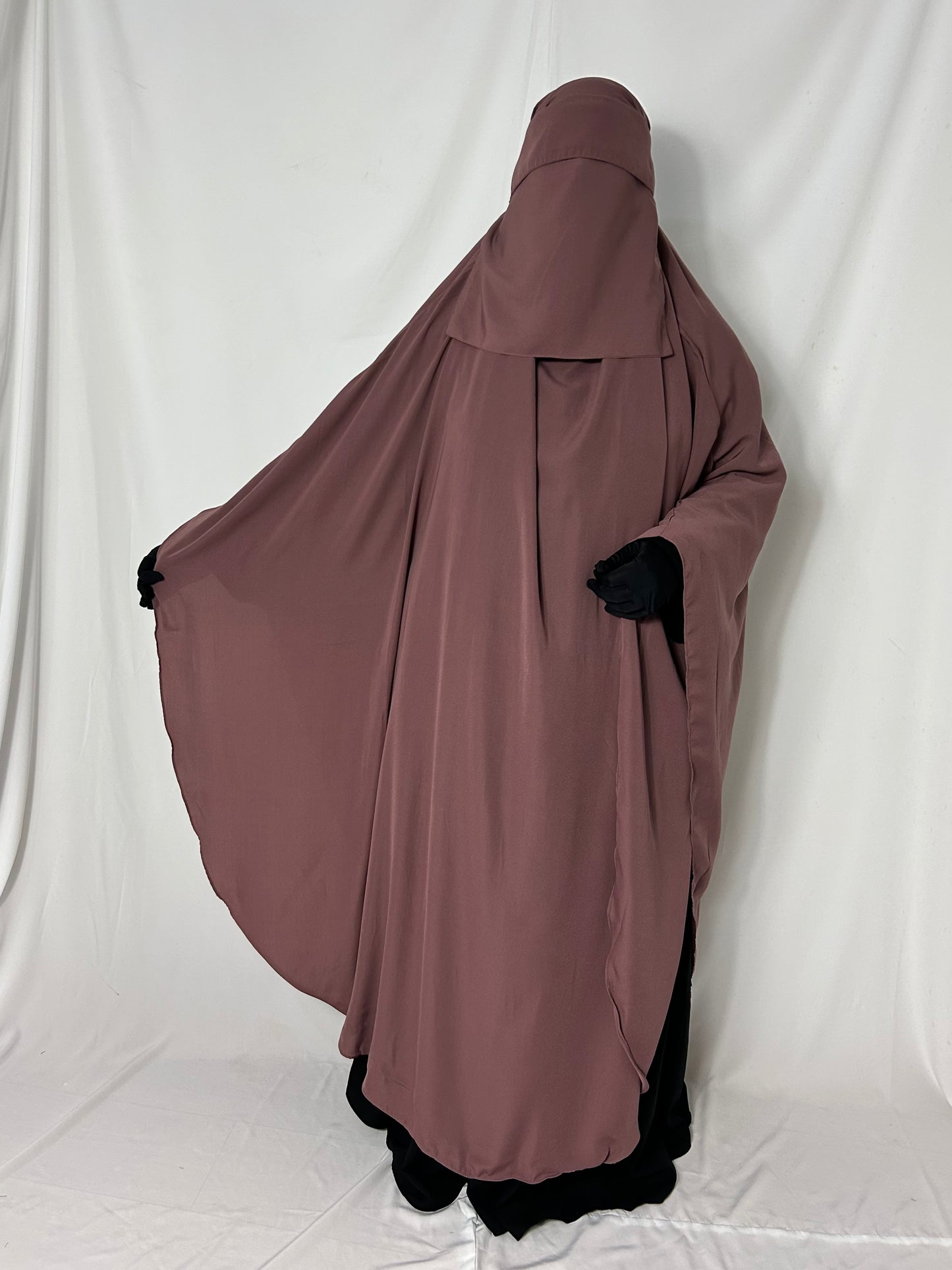 160cm Maxi Khimar With Matching Niqab  - Pink
