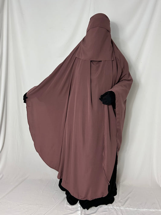 160cm Maxi Khimar With Matching Niqab  - Pink