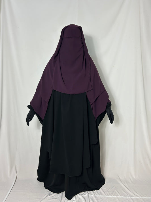 XL Diamond Eye-Flap Triple Layer Niqab - Purple