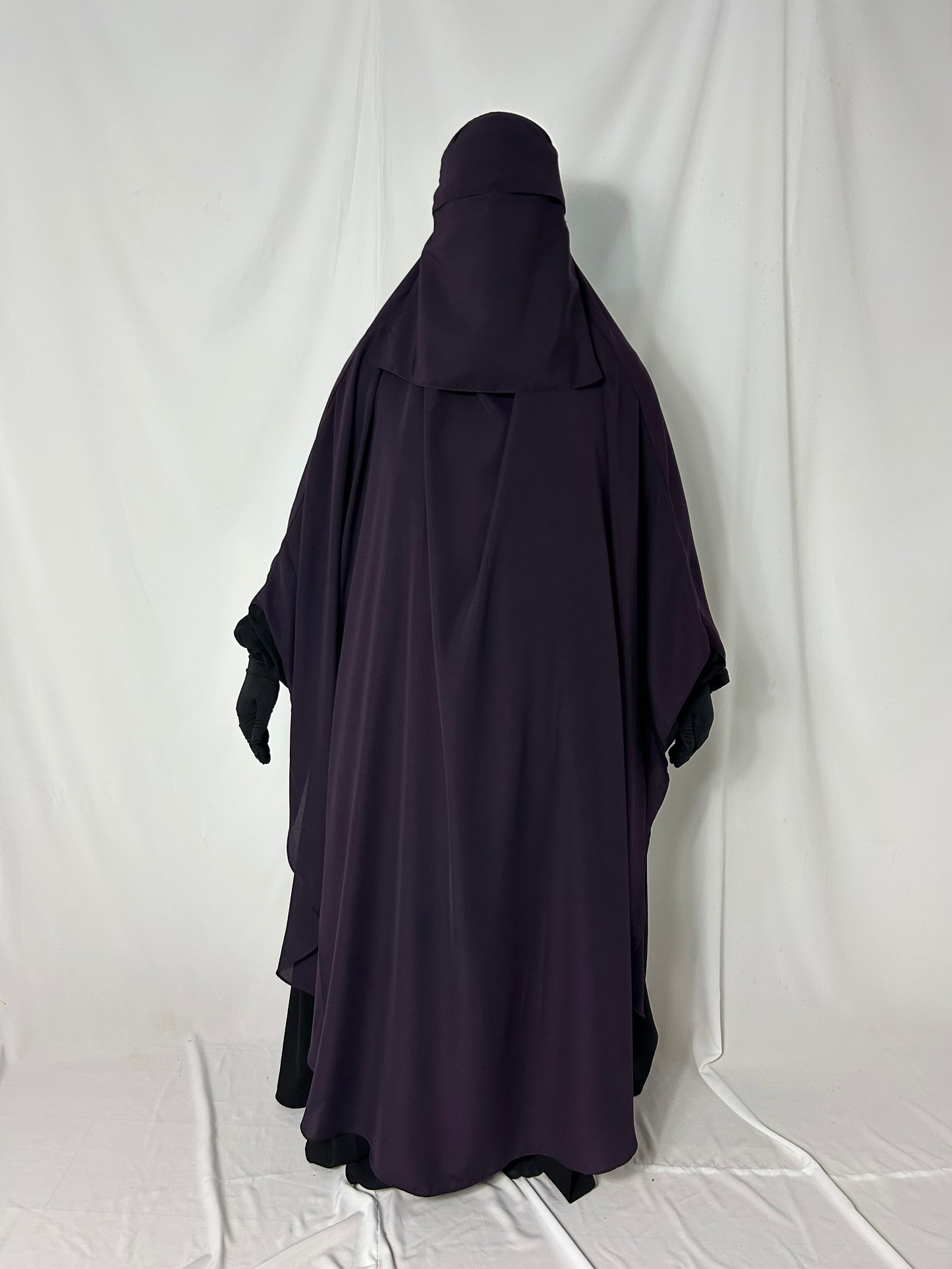 160cm Maxi Khimar With Matching Niqab  - Purple
