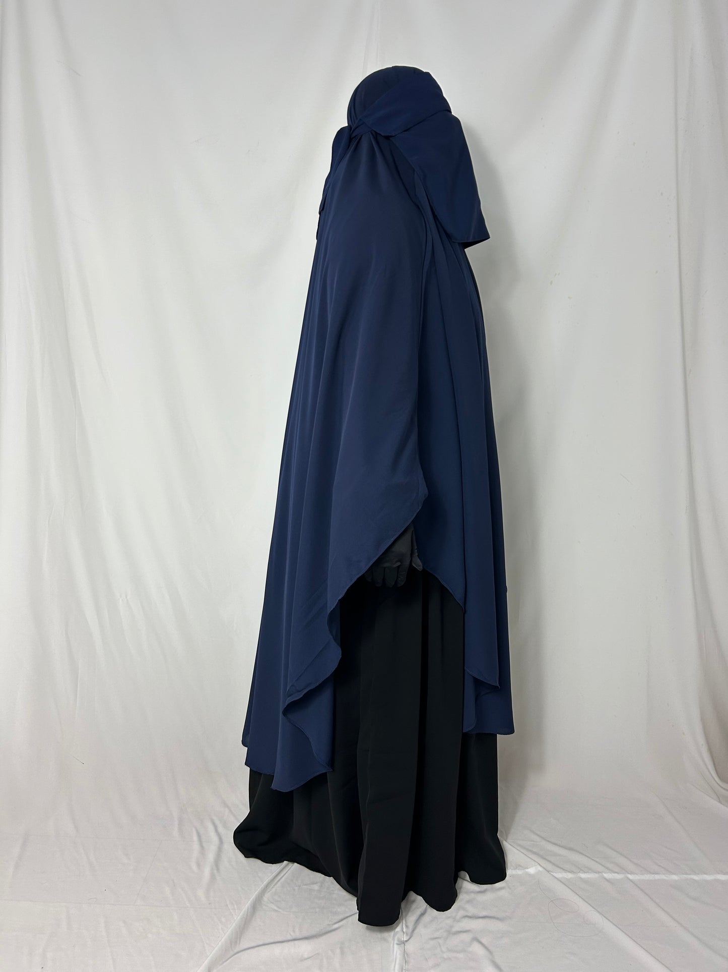 140cm Maxi Khimar With Matching Niqab  - Navy