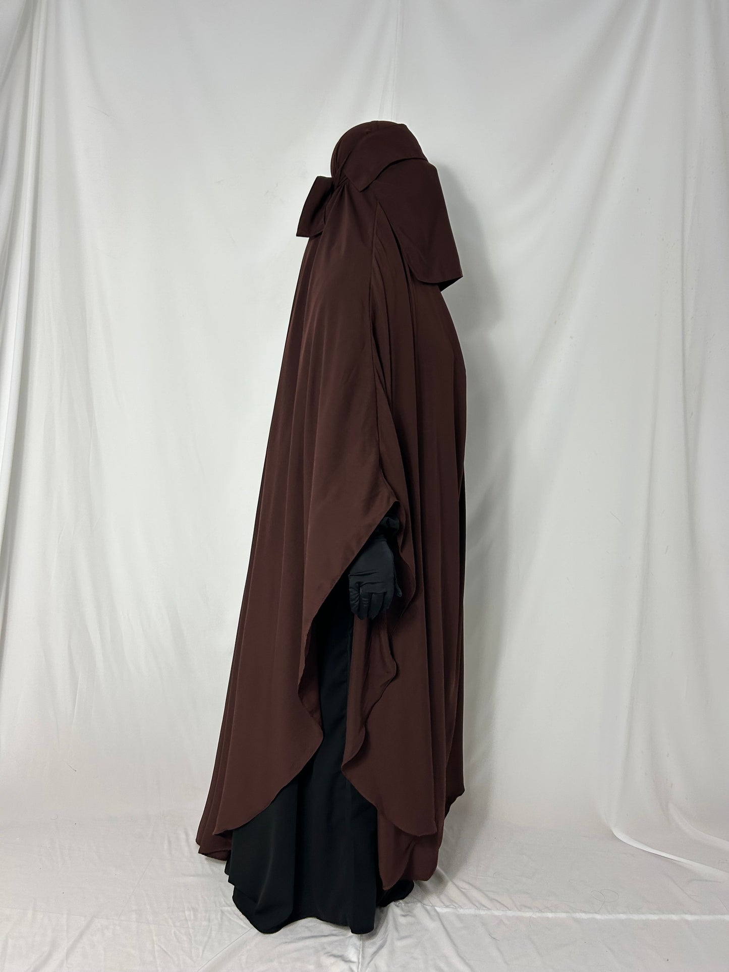 160cm Maxi Khimar With Matching Niqab  - Brown