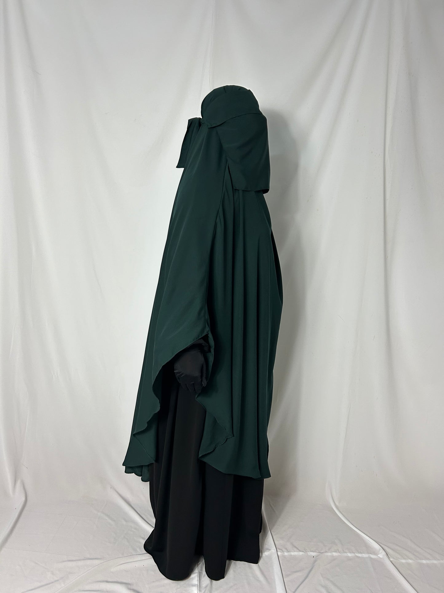 140cm Maxi Khimar With Matching Niqab  - Emerald Green