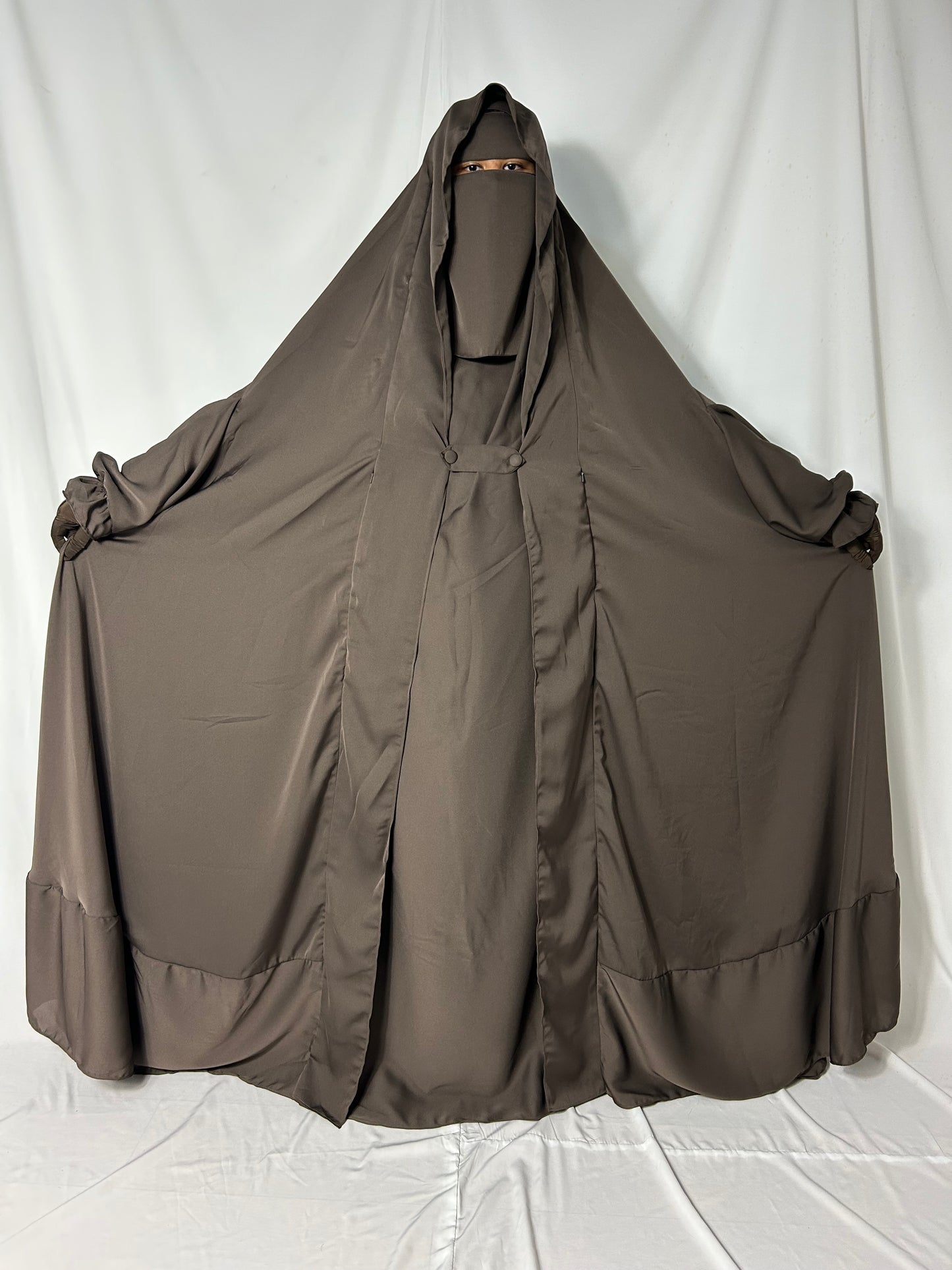 Saudi Flap Jilbab With Matching Niqab - Brown