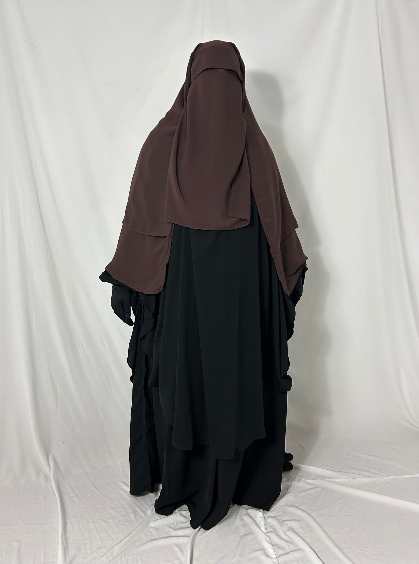 XL Diamond Eye-Flap Triple Layer Niqab - Brown