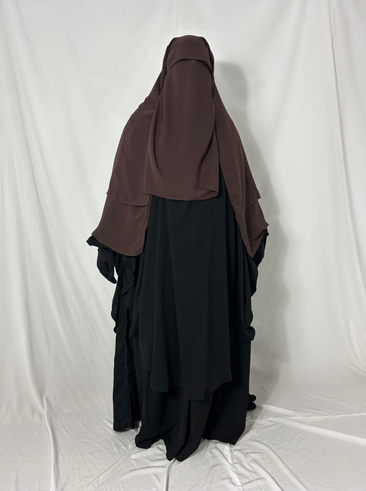 XL Diamond Eye-Flap Triple Layer Niqab - Brown