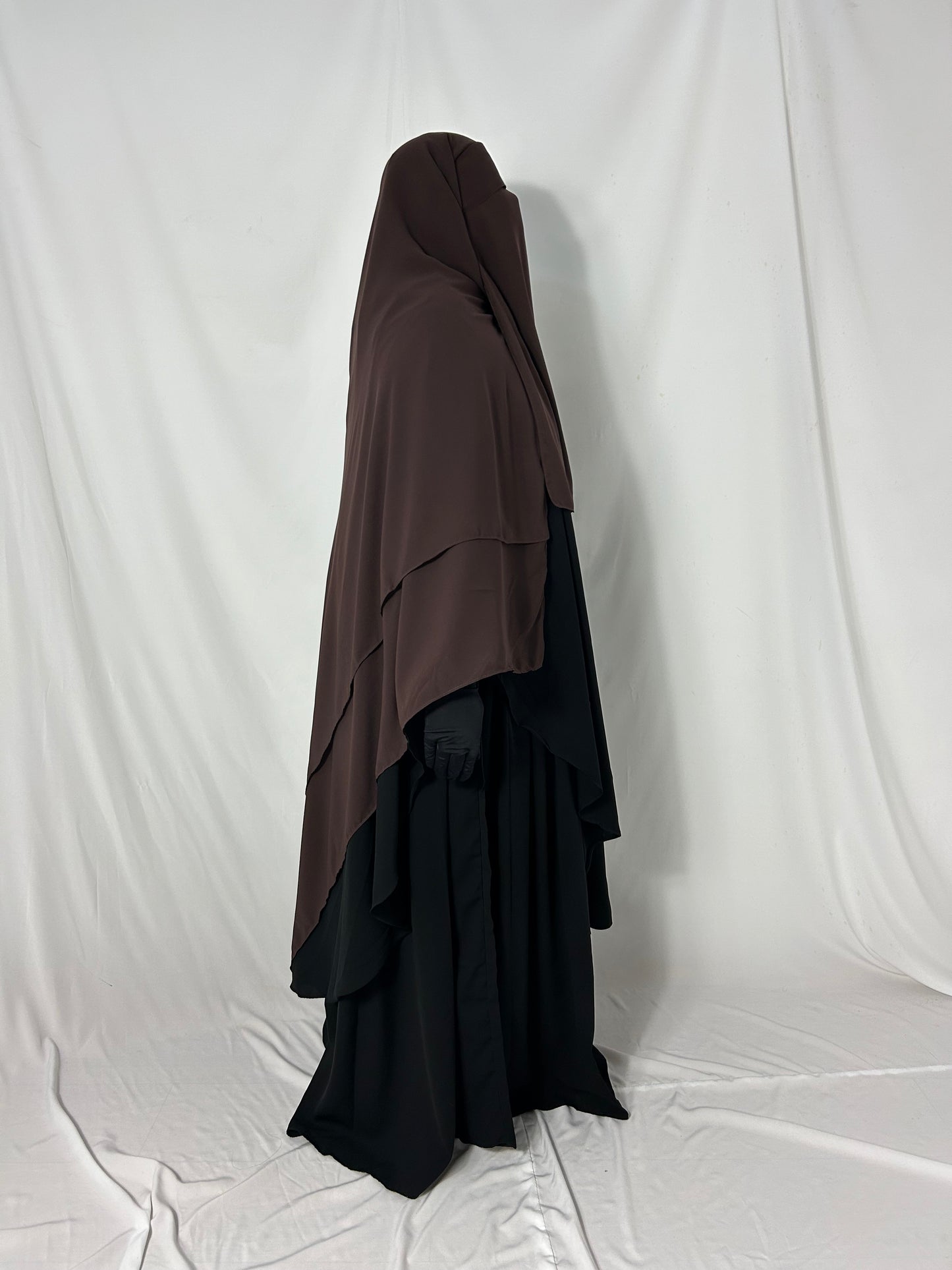 XL Diamond Eye-Flap Triple Layer Niqab - Brown