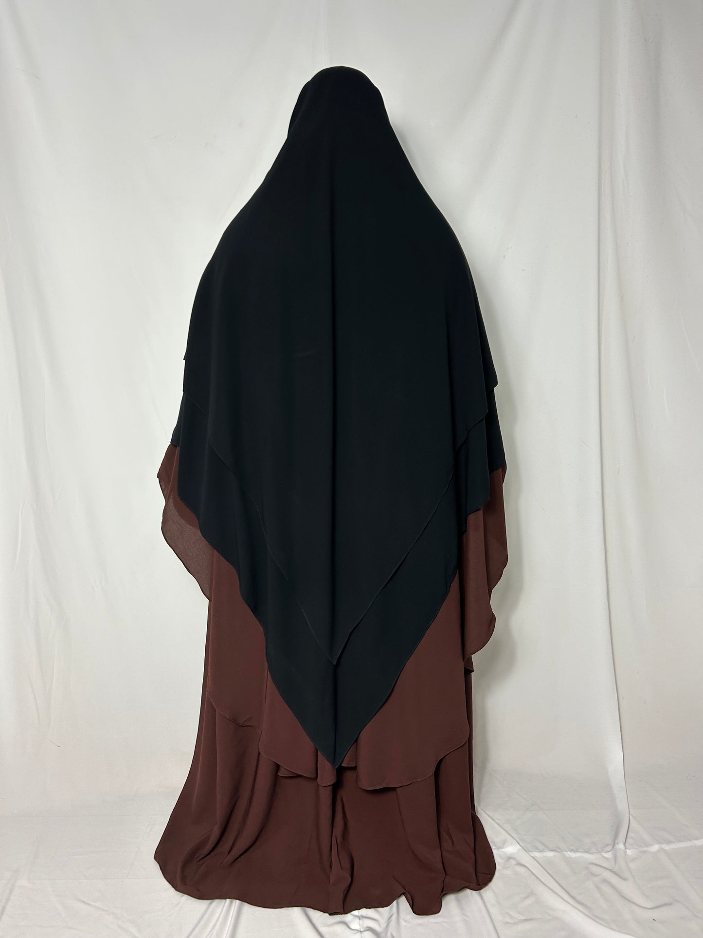 XL Diamond Eye-Flap Triple Layer Niqab - Black