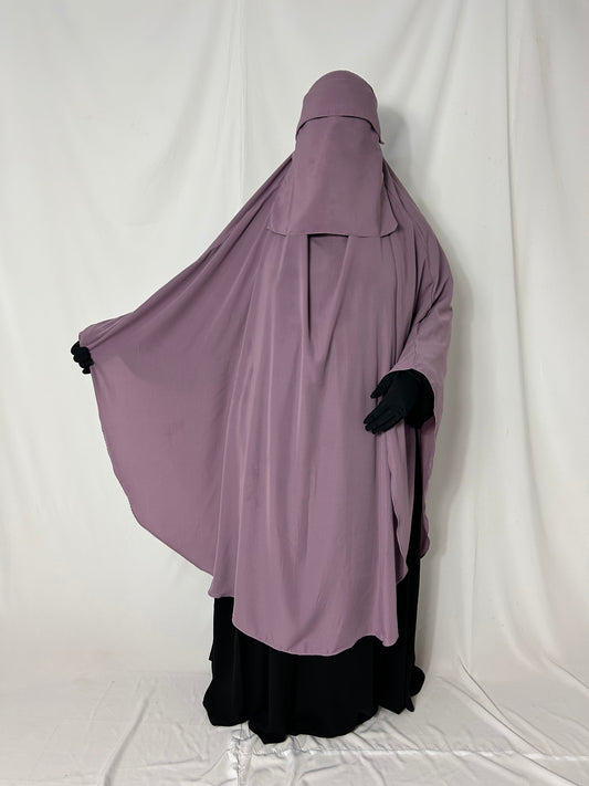 140cm Maxi Khimar With Matching Niqab  - Lavender