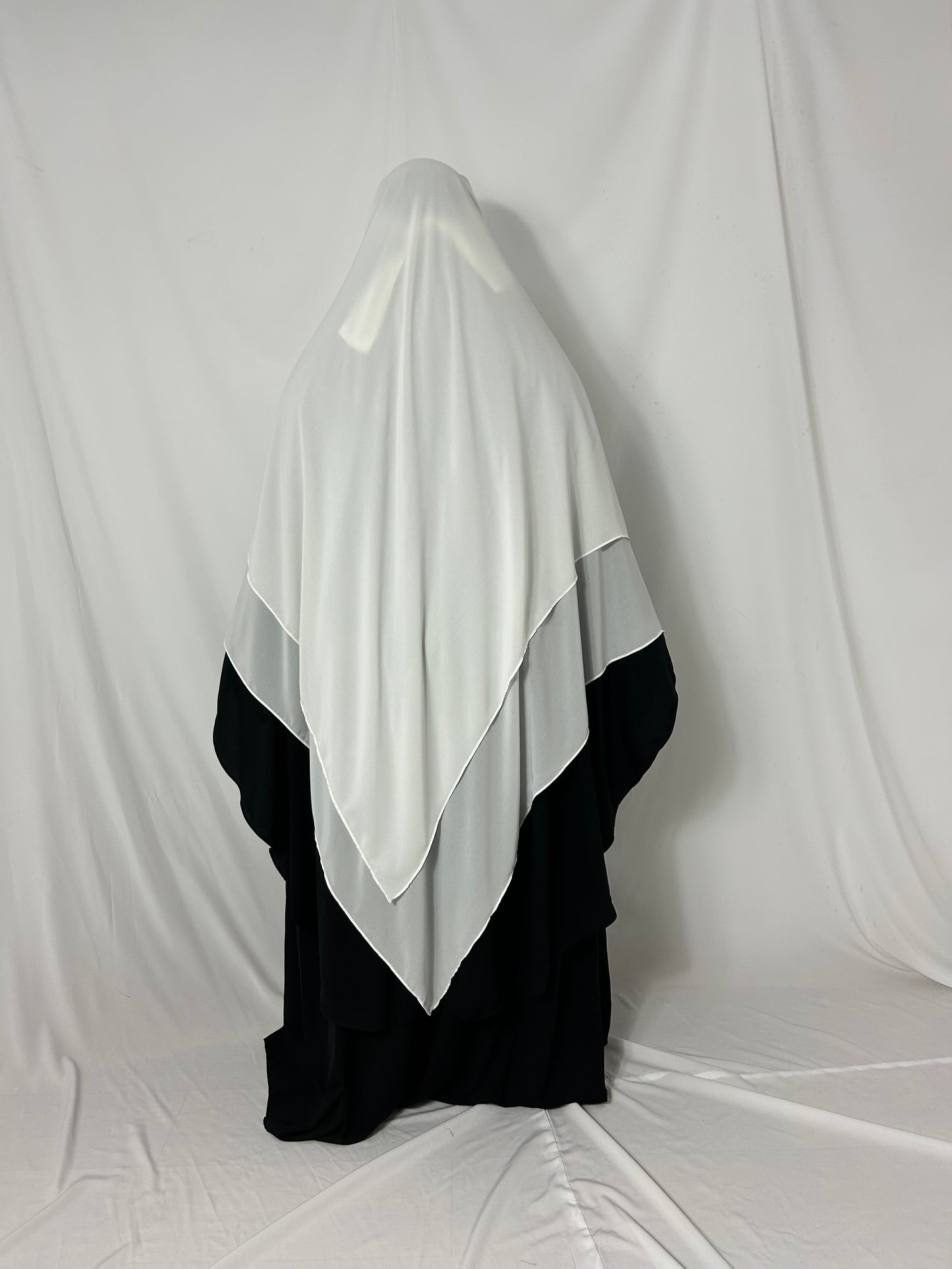 XL Diamond Eye-Flap Triple Layer Niqab - White