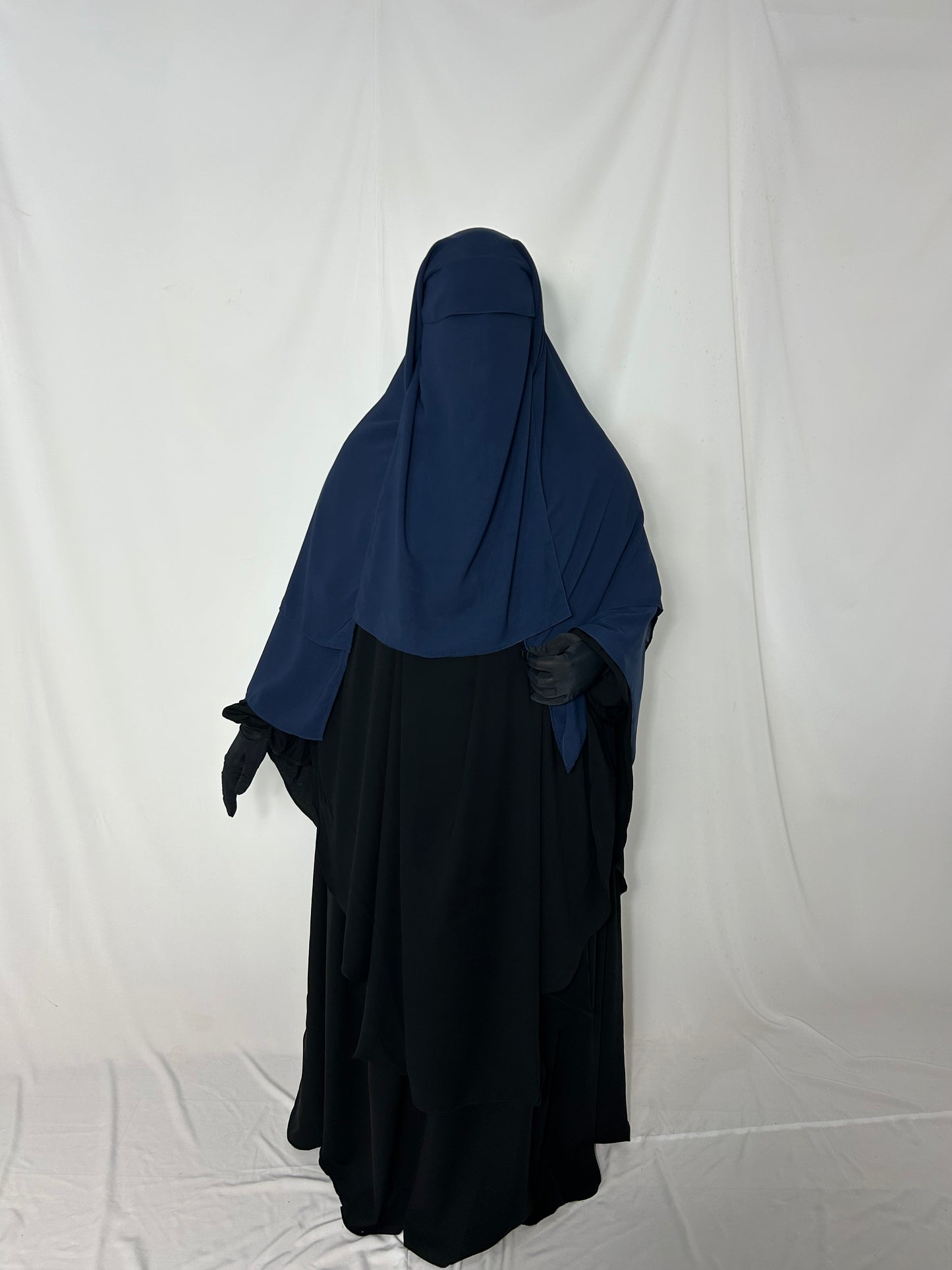 XL Diamond Eye-Flap Triple Layer Niqab - Navy
