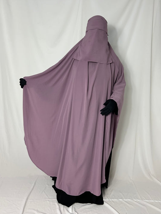 160cm Maxi Khimar With Matching Niqab  - Lavender
