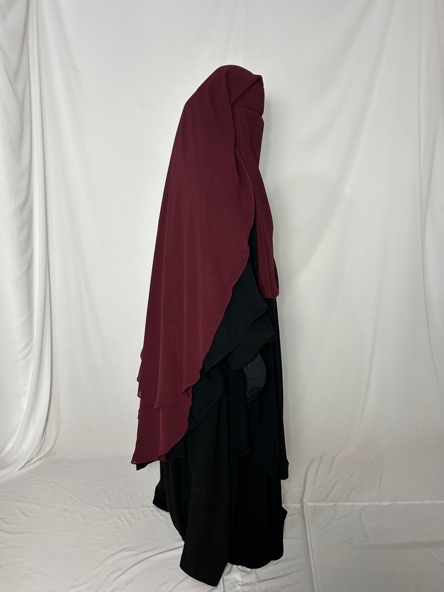 XL Eye-Flap Triple Layer Niqab - Burgundy