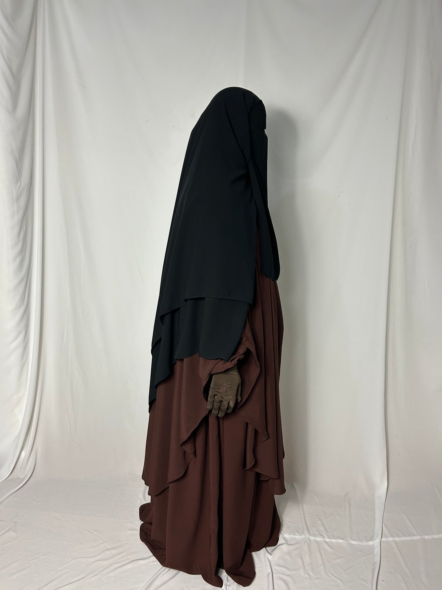 XL Diamond Eye-Flap Triple Layer Niqab - Black
