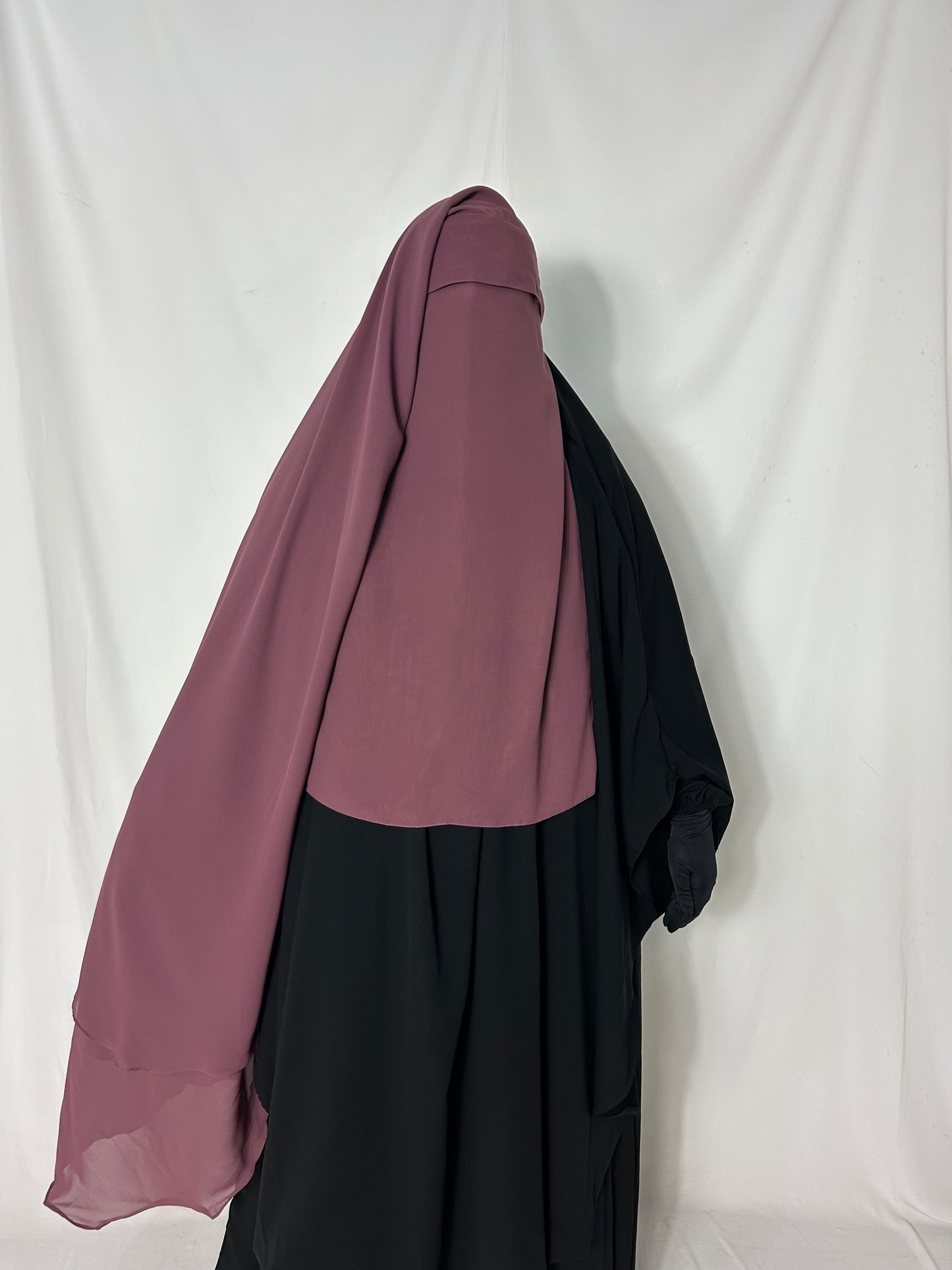XL Eye-Flap Triple Layer Niqab - Dusty Pink