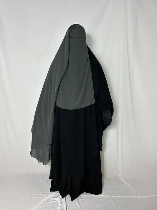 XL Eye-Flap Triple Layer Niqab - 
Grey