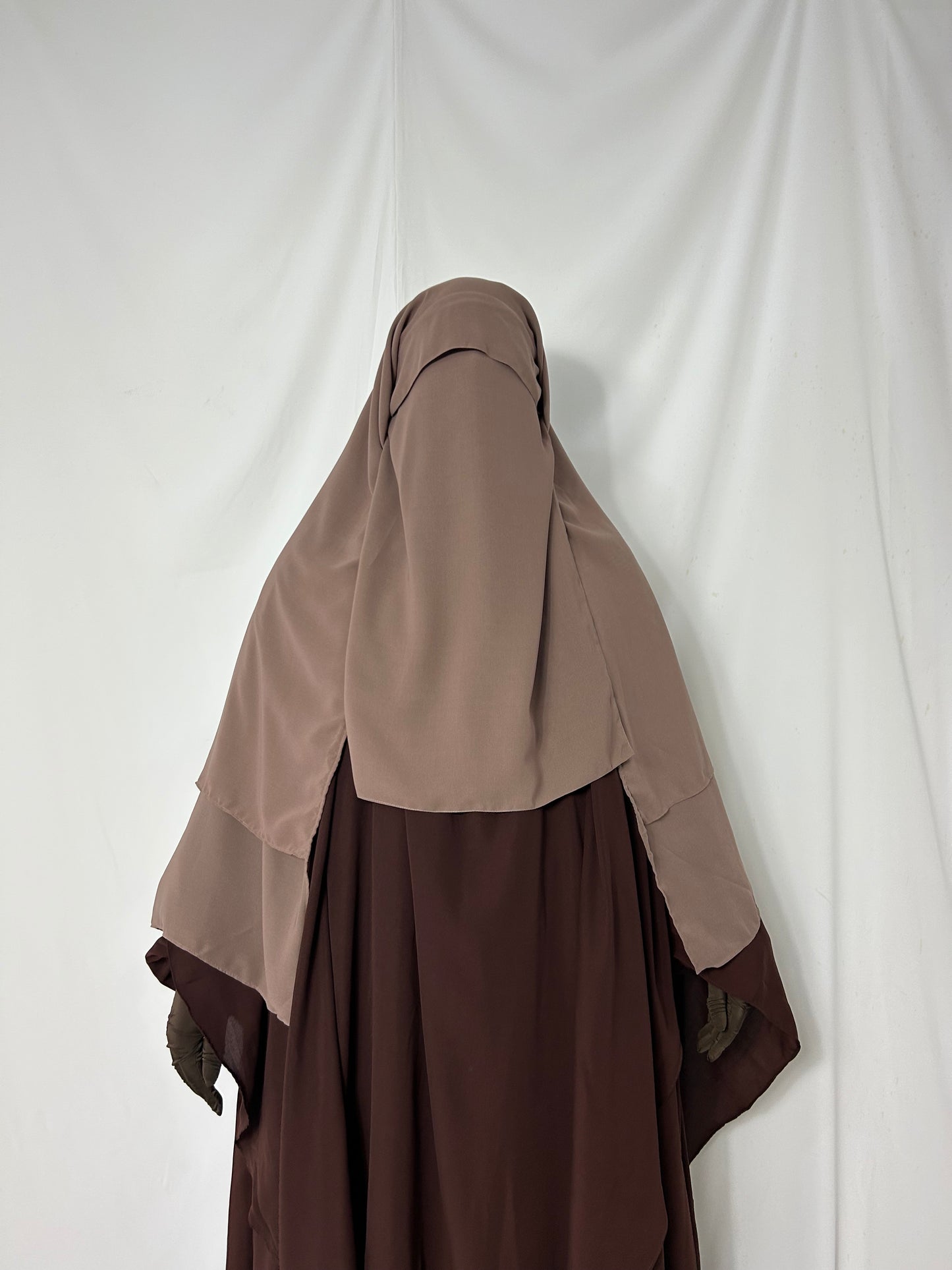 XL Diamond Eye-Flap Triple Layer Niqab - Taupe
