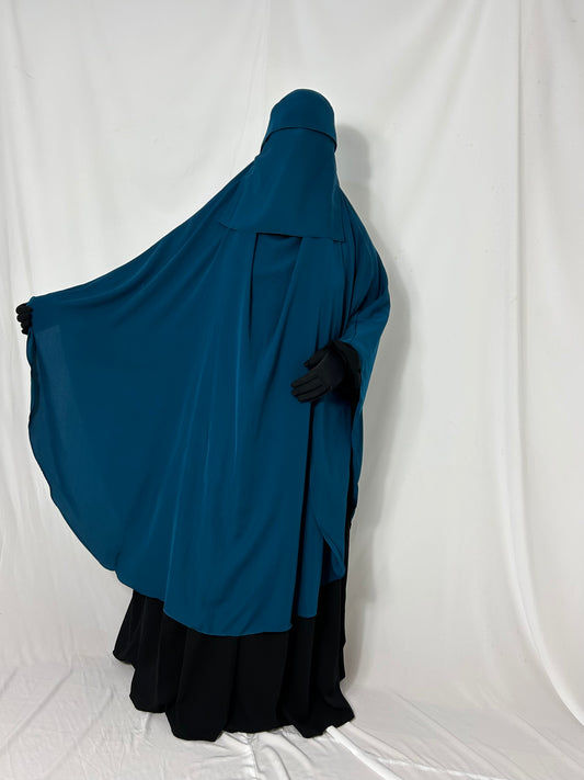 140cm Maxi Khimar With Matching Niqab  - Teal