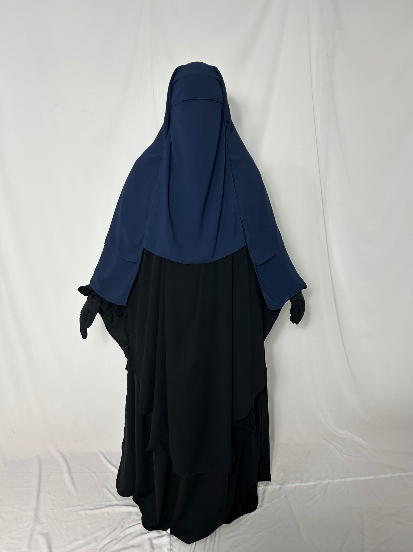 XL Diamond Eye-Flap Triple Layer Niqab - Navy
